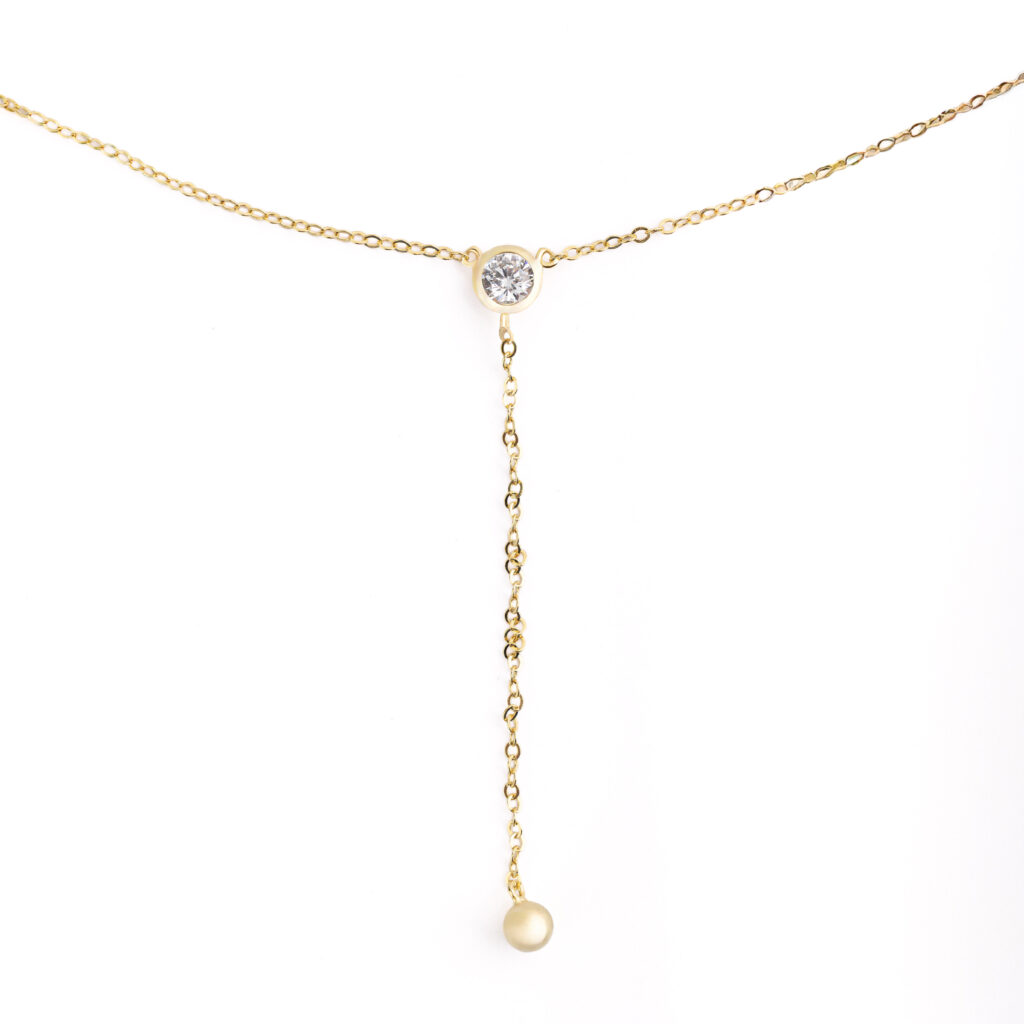 Collier VELYX en argent sterling 925 doré 18 carats avec zircone blanche suspendue.